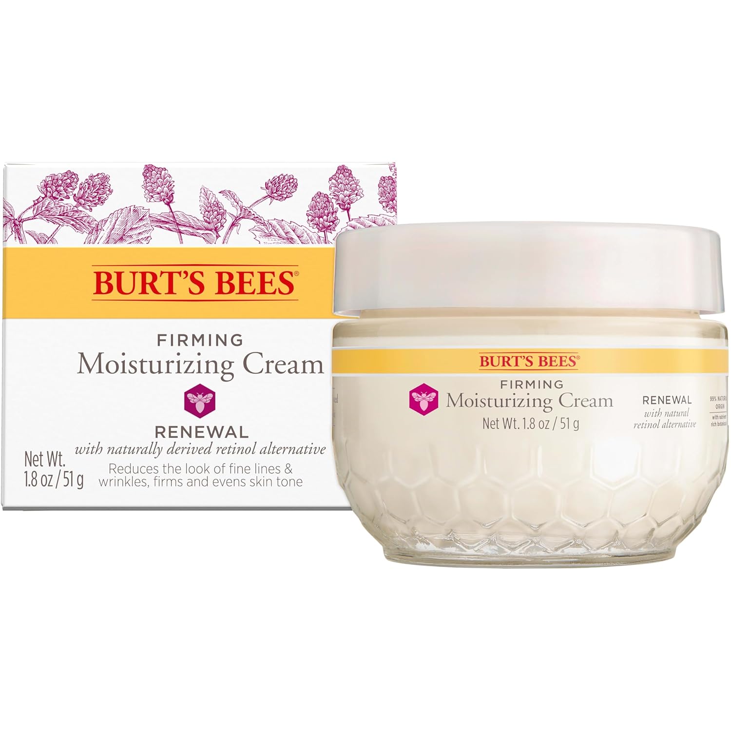 Burt's Bees Renewal Night Cream – Fragrance-Free Sensitive Skin Moisturizer Safe for Layering and Daily Use