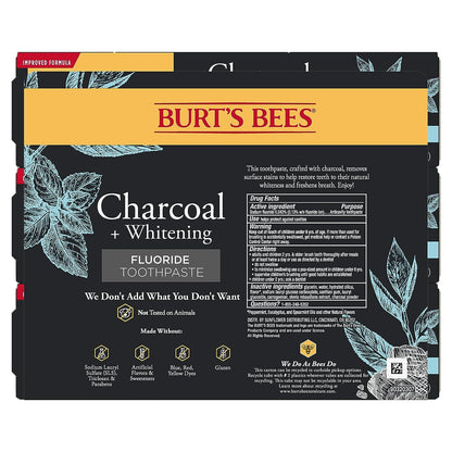 Burt's Bees SLS-Free Charcoal Toothpaste 3-Pack – Gentle, Chemical-Conscious Brushing for Sensitive Users
