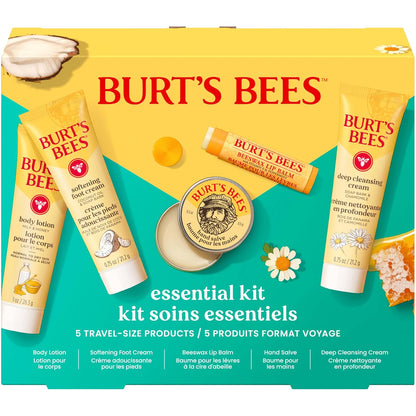 Burt's Bees Starter Skincare Set – 5 Simple Travel Size Essentials for an Uncluttered Vanity