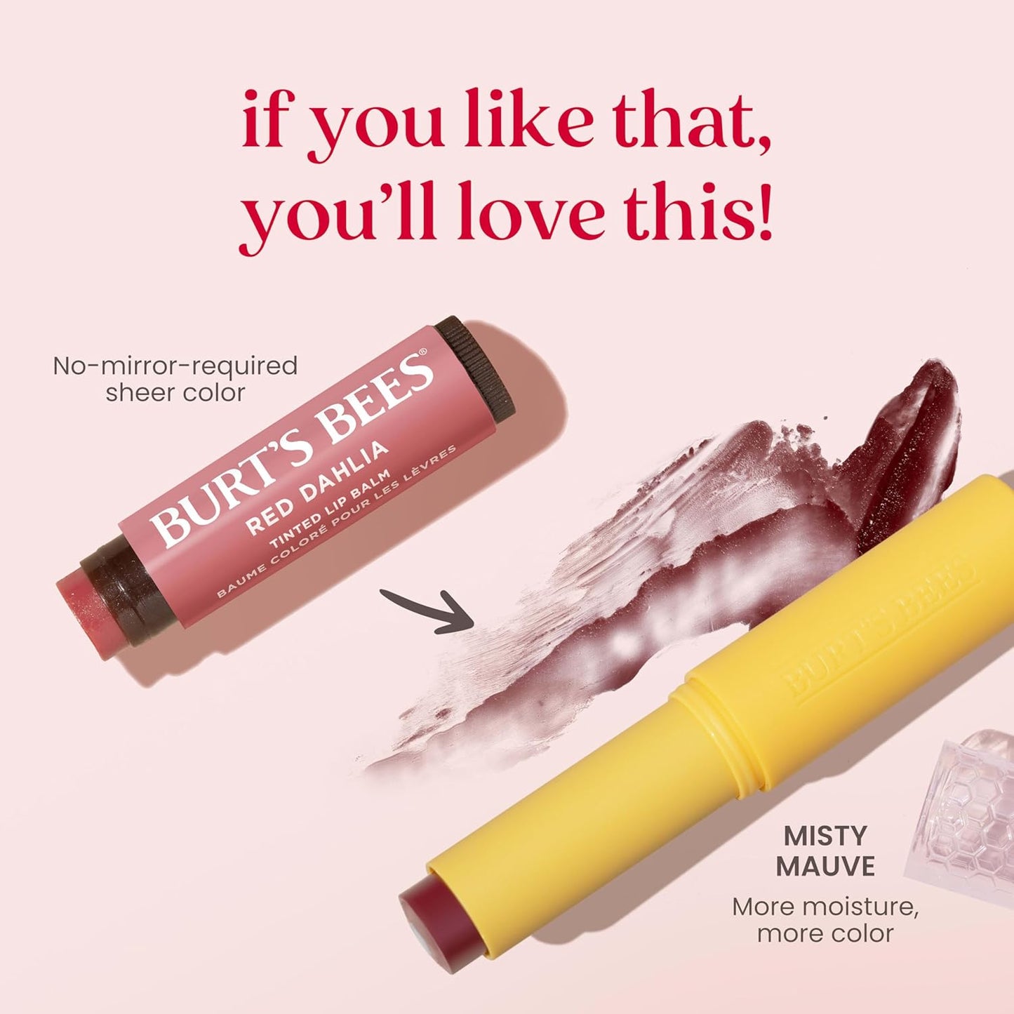 Burt's Bees Tinted Boosted Balm – Evening Self-Care Lip Treatment, 24-Hour Hydration for Mindful Nightly Rituals
