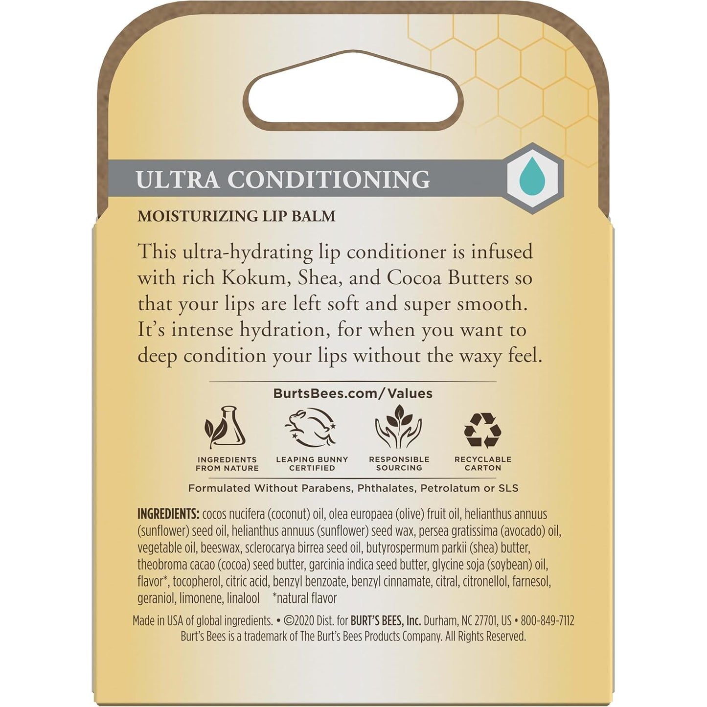 Burt's Bees Ultra Conditioning Lip Balm – Camping and Hiking Lip Moisturizer, Pocketable Outdoor Set, 4 Pack