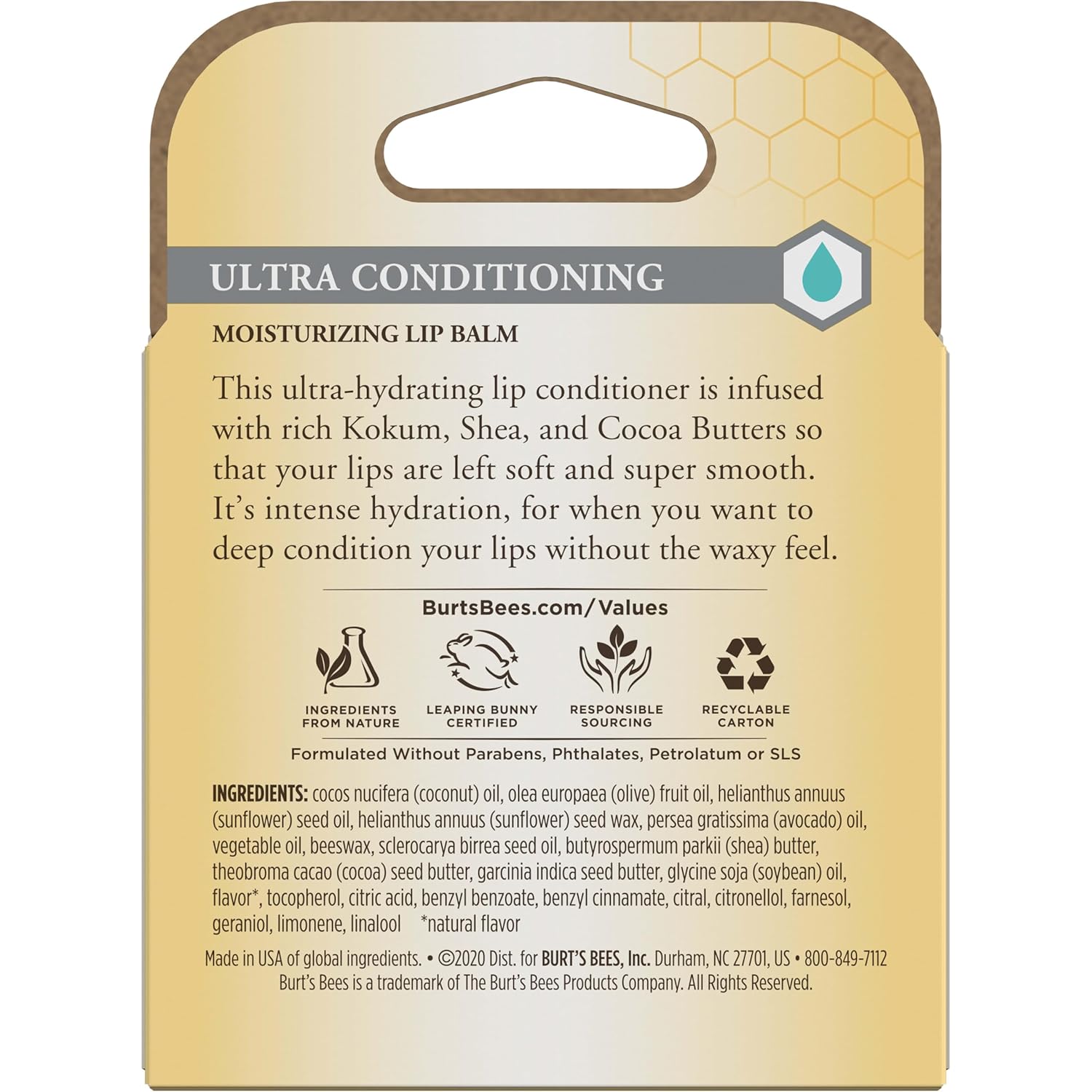 Burt's Bees Ultra Conditioning Lip Balm – Camping and Hiking Lip Moisturizer, Pocketable Outdoor Set, 4 Pack