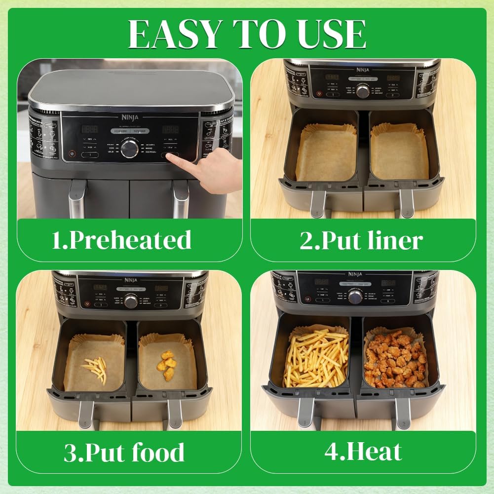 BYKITCHEN Food Grade Silicone Air Fryer Liners – Clean Eating Liners for Bella 4QT & 6QT Dual
