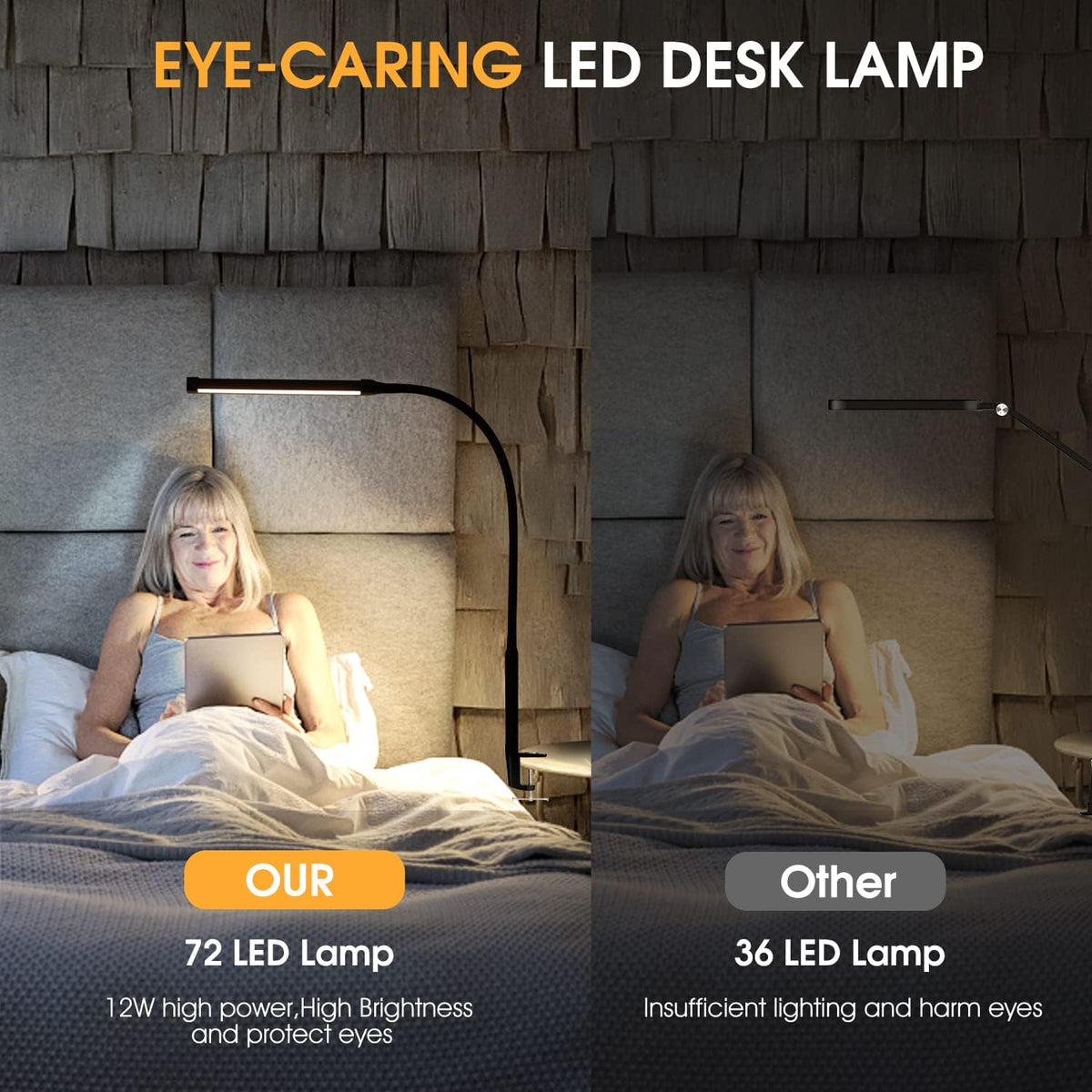 c-clamp mount compatible with desks, headboards, and shelves up to 30 inches tall