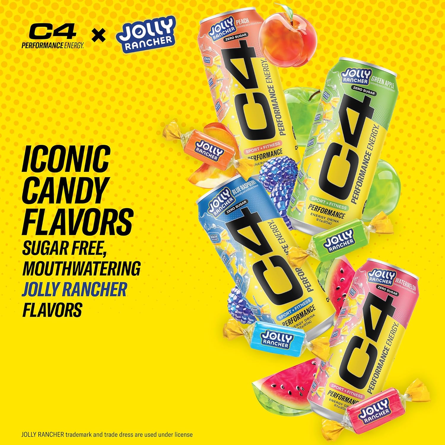 C4 Energy Drink Jolly Rancher Green Apple – Outdoor Trail Running Pre-Workout, Portable 16oz Zero Sugar Energy for Active Lifestyles