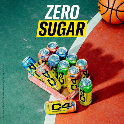 C4 Energy Drink Jolly Rancher Green Apple – Outdoor Trail Running Pre-Workout, Portable 16oz Zero Sugar Energy for Active Lifestyles