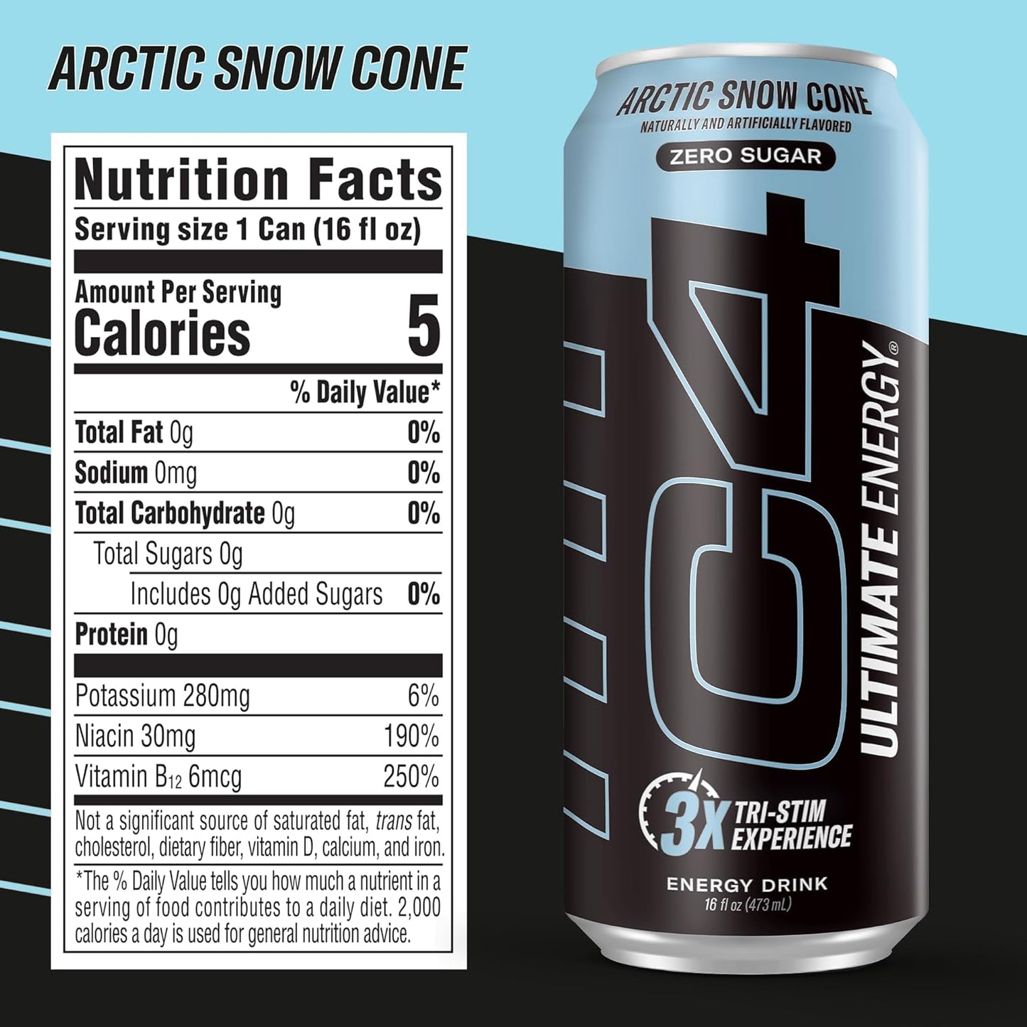 C4 Ultimate Sugar Free Energy Drink for Camping Trips and Long Haul Driving Alertness, 16oz Pack of 12