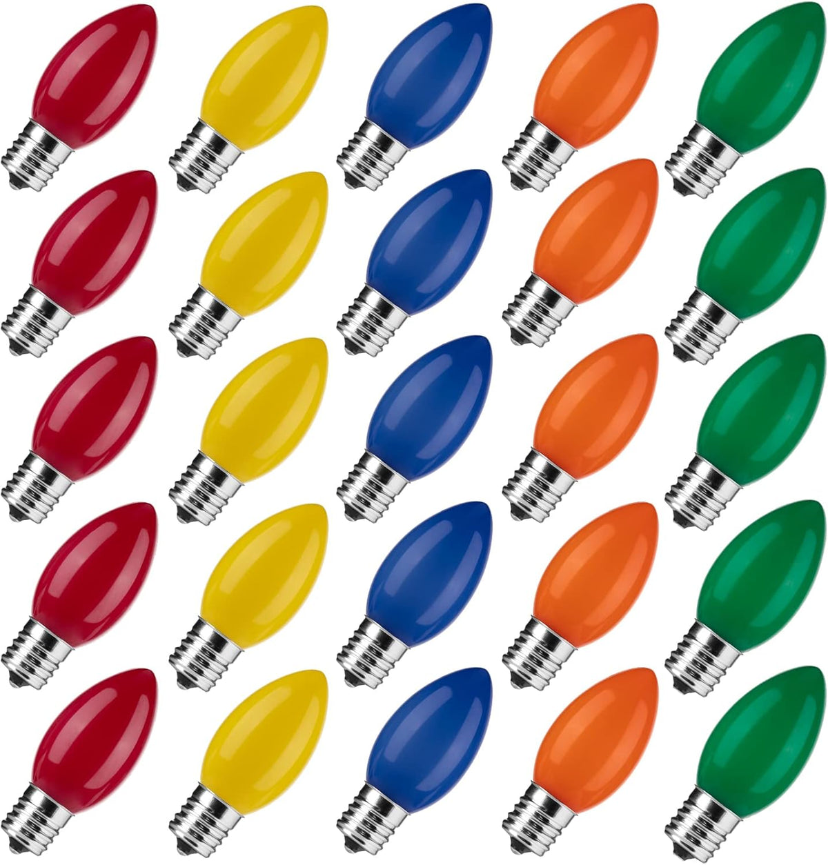 c9 bulb shape with e17 intermediate base for direct screw-in replacement on standard c9 string strands