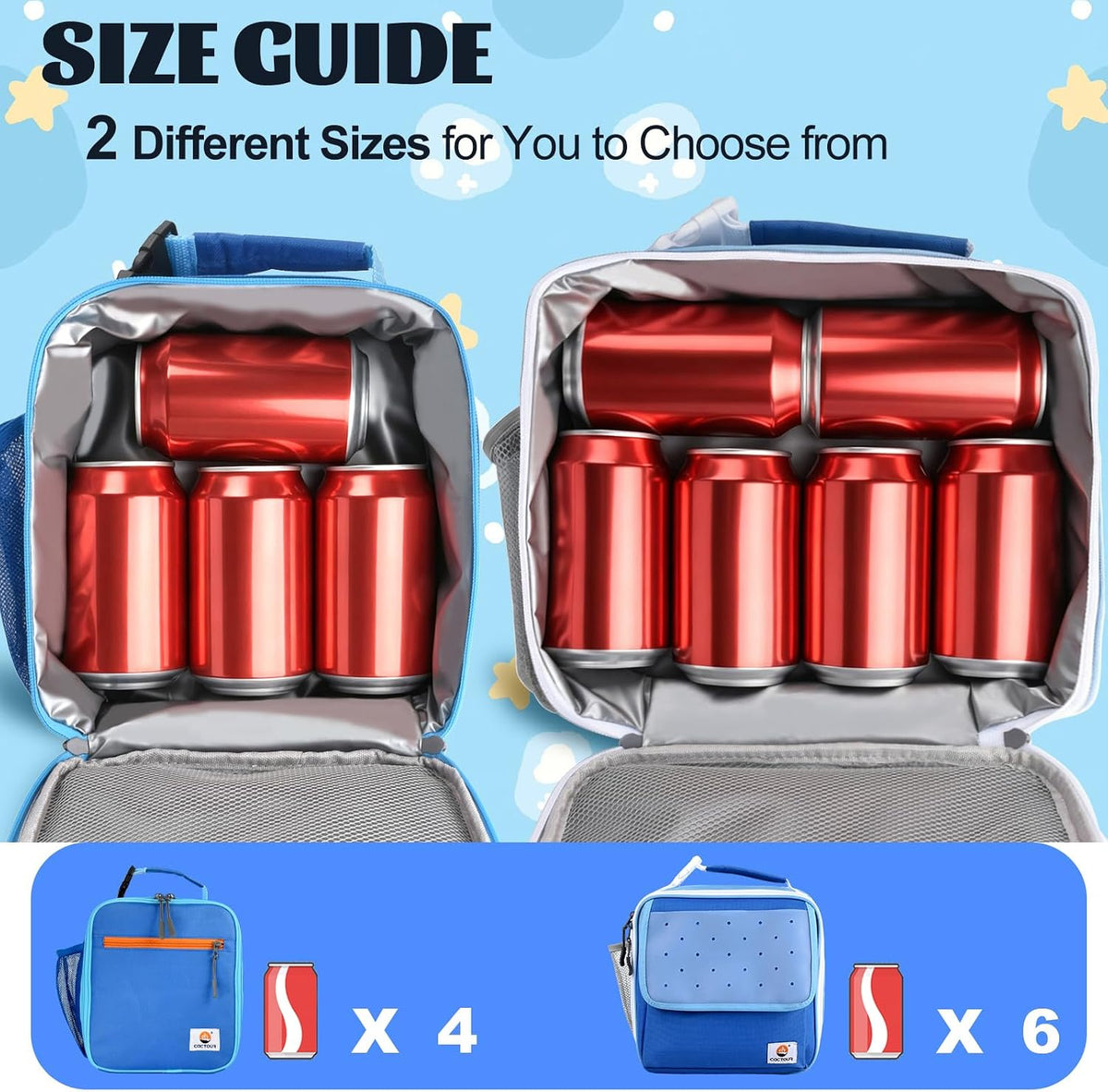 CaCTOUR Mini Lunch Bag – Stocking Stuffer and Party Favor Gift for Kids Who Love Dinos Sharks and Mermaids