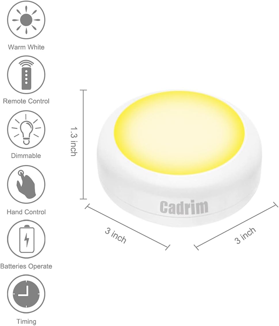 Cadrim Puck Lights - Wireless Minimalist Under Cabinet Lighting for Clean, Clutter-Free Kitchens
