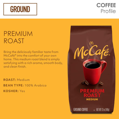 caffeinated ground coffee in a 12 oz bag