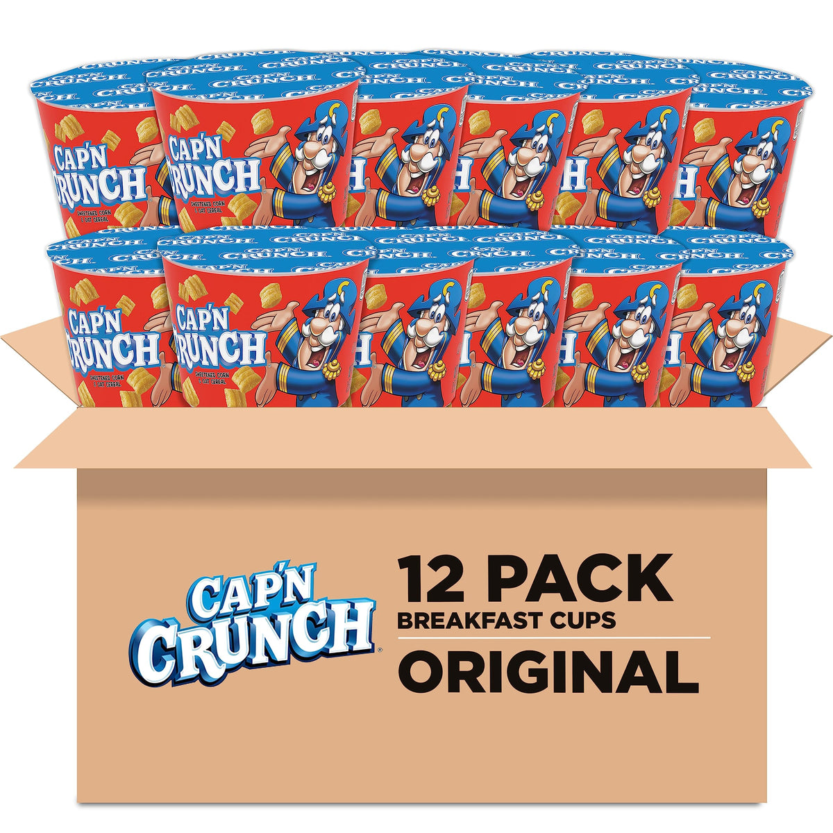 Cap&amp;#39;N Crunch Breakfast Cereal, Original, 1.51oz Individual Cups (12 Pack)