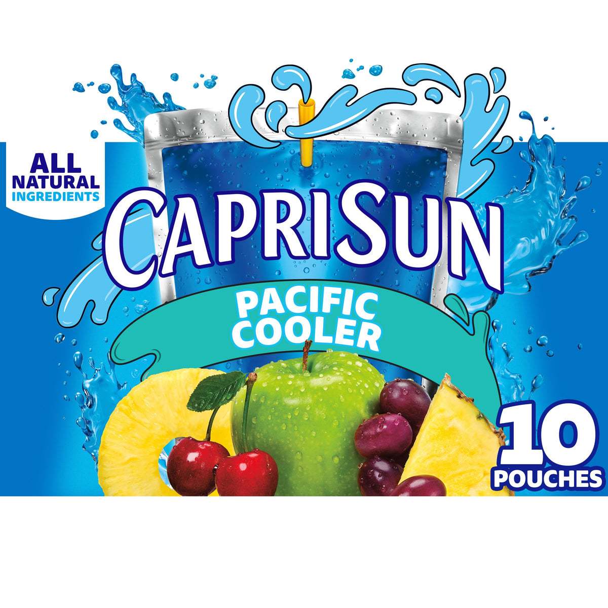 Capri Sun Pacific Cooler Juice Pouches, 30 ct Travel Box, Leak-Proof Straw Packs for Hiking, Camping, Picnics, and Family Road Trips