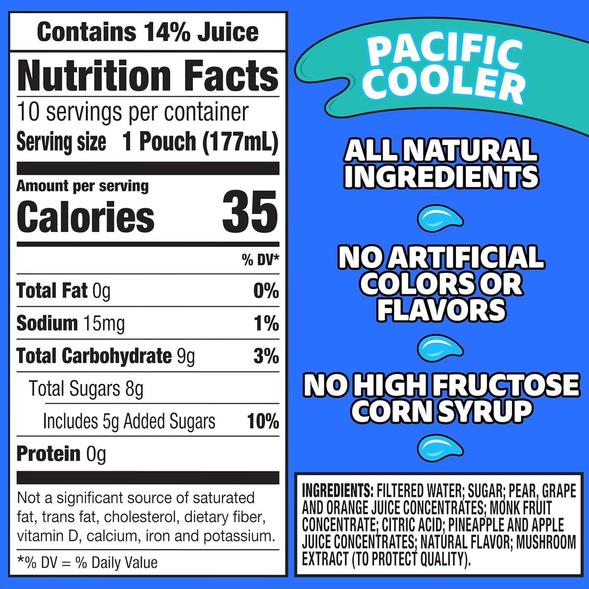 Capri Sun Pacific Cooler Juice Pouches, 30 ct Travel Box, Leak-Proof Straw Packs for Hiking, Camping, Picnics, and Family Road Trips
