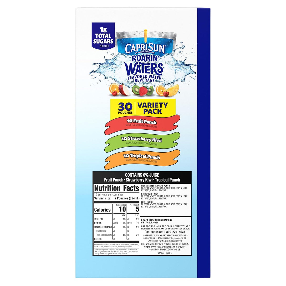 Capri Sun Roarin' Waters Variety Pack – Bulk Hydration Stocking for Busy Parents and Caregivers, 30 ct Box