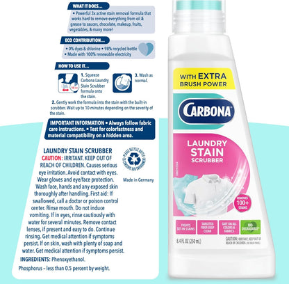 Carbona Laundry Stain Scrubber & Remover – Active Lifestyle Pre-Treat for Sweat-Stained Workout Gear and Athletic Wear