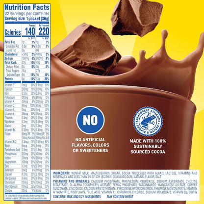 Carnation Breakfast Essentials High Protein Powder – Trusted Family Nutrition Drink for Growing Kids, Travel, and After-School Snacking, 22 ct Chocolate