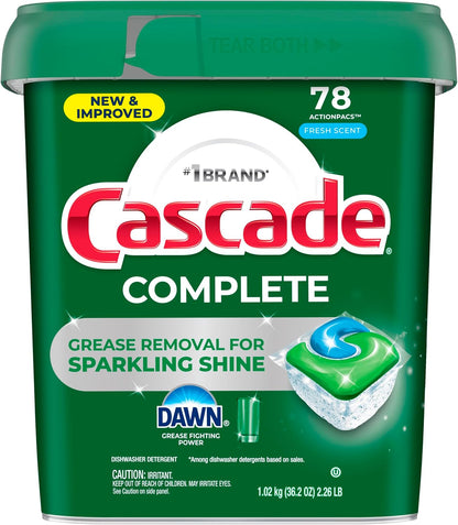 Cascade Complete ActionPacs – Clutter-Free Kitchen Essentials, Pre-Measured Dishwasher Pods 78 Count