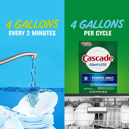 Cascade Complete Powder Dishwasher Detergent for Family Kitchens, Safe for Kids' Everyday Dishware