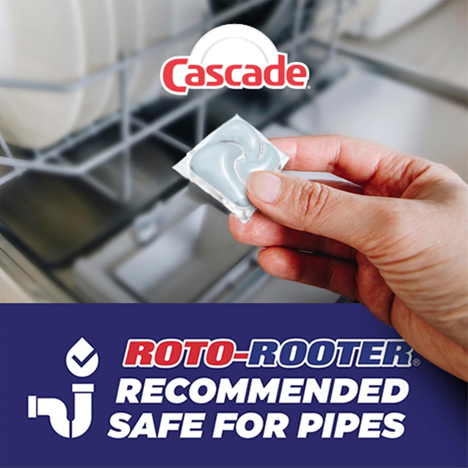 Cascade Free & Clear Dishwasher Pods – Family Kitchen Cleanup, No Chemical Residue on Kids Dishes 62ct
