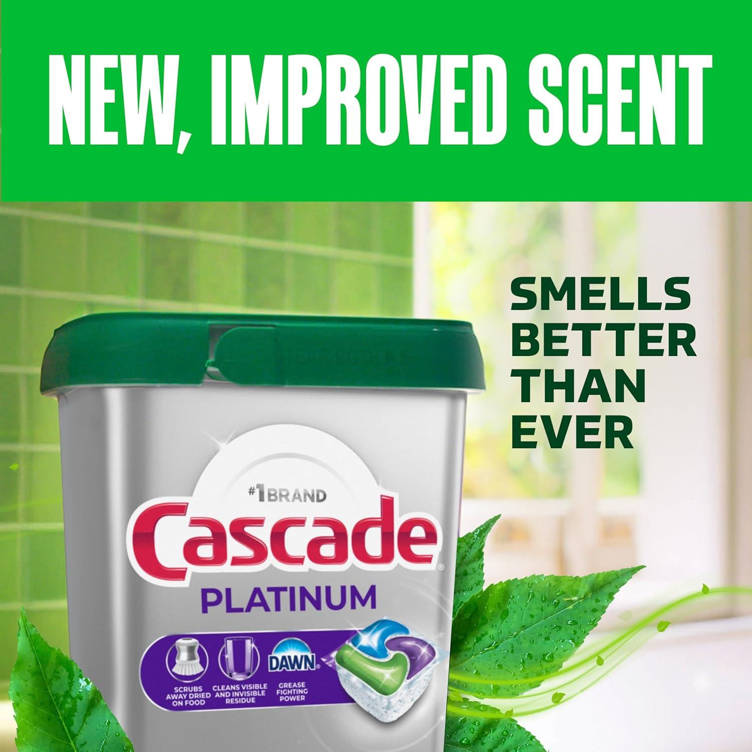 Cascade Platinum Dishwasher Pods, Dishwasher Detergent for a Clutter-Free Utility Closet, Fresh 71 count