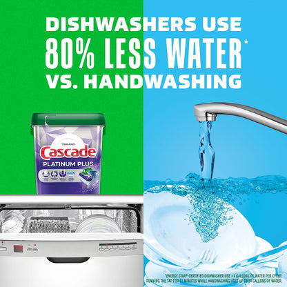 Cascade Platinum Dishwasher Pods for Eco-Conscious Homes, Water-Saving Fresh Scent ActionPacs