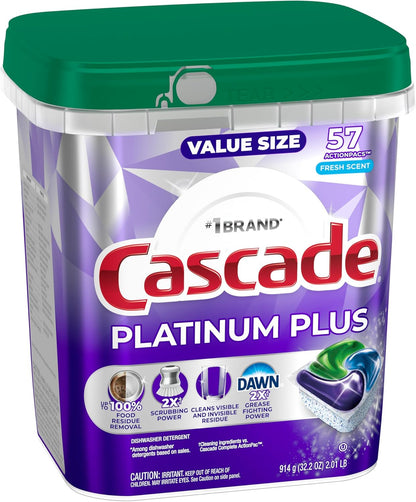 Cascade Platinum Plus Dishwasher Pods for Modern Minimalist Kitchens, Single-Dose Clean Design