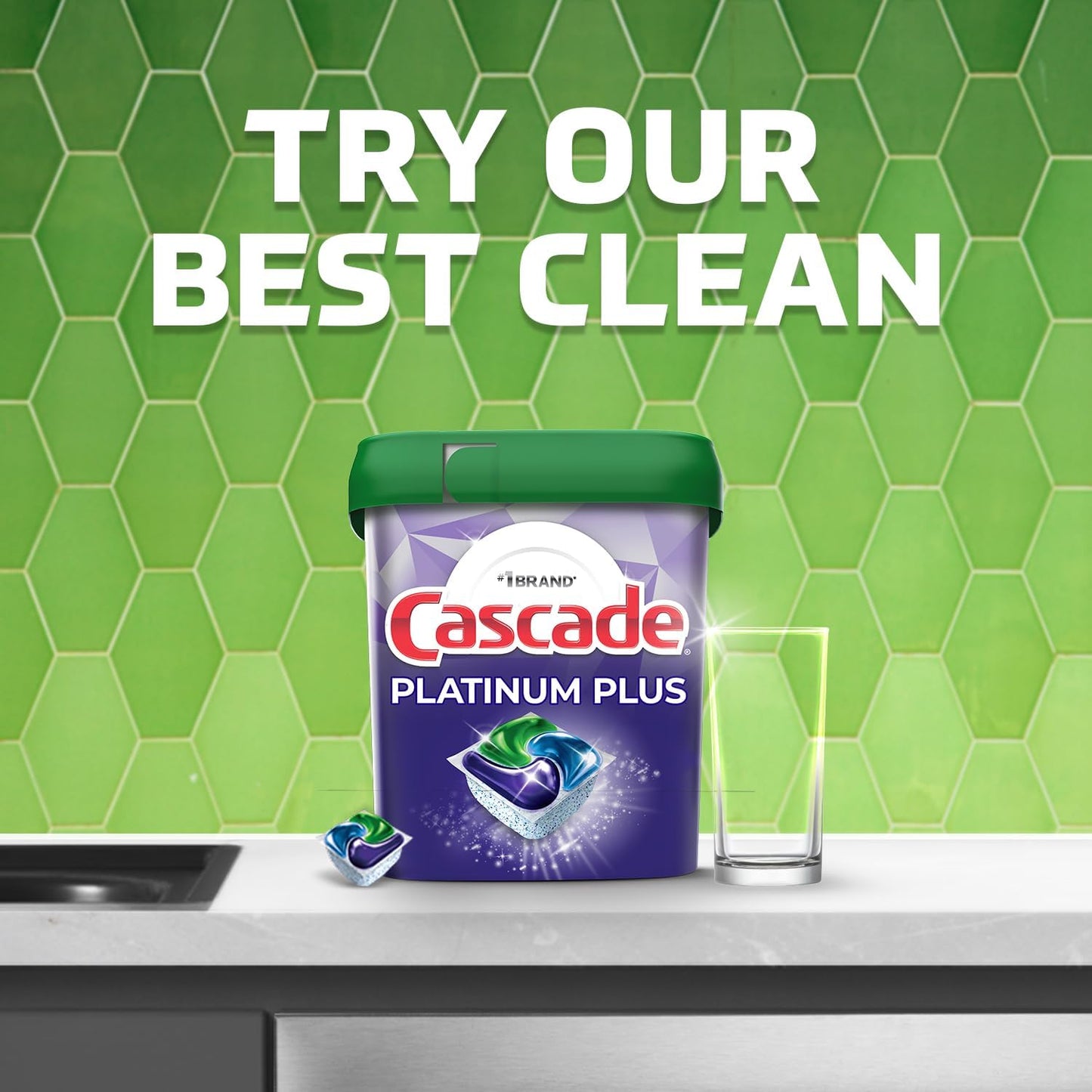 Cascade Platinum Plus Dishwasher Pods for Sustainable Homes, Water-Saving Dish Detergent for Eco-Conscious Families