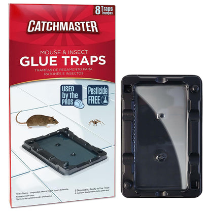 Catchmaster-8 Mouse &amp;amp; Insect Glue Traps, Heavy-Duty Pesticide-Free Sticky Mouse Traps Indoor for Home, Used by The PROs, Adhesive Rodent &amp;amp; Bug Catcher, Pest Control for House &amp;amp; Garage