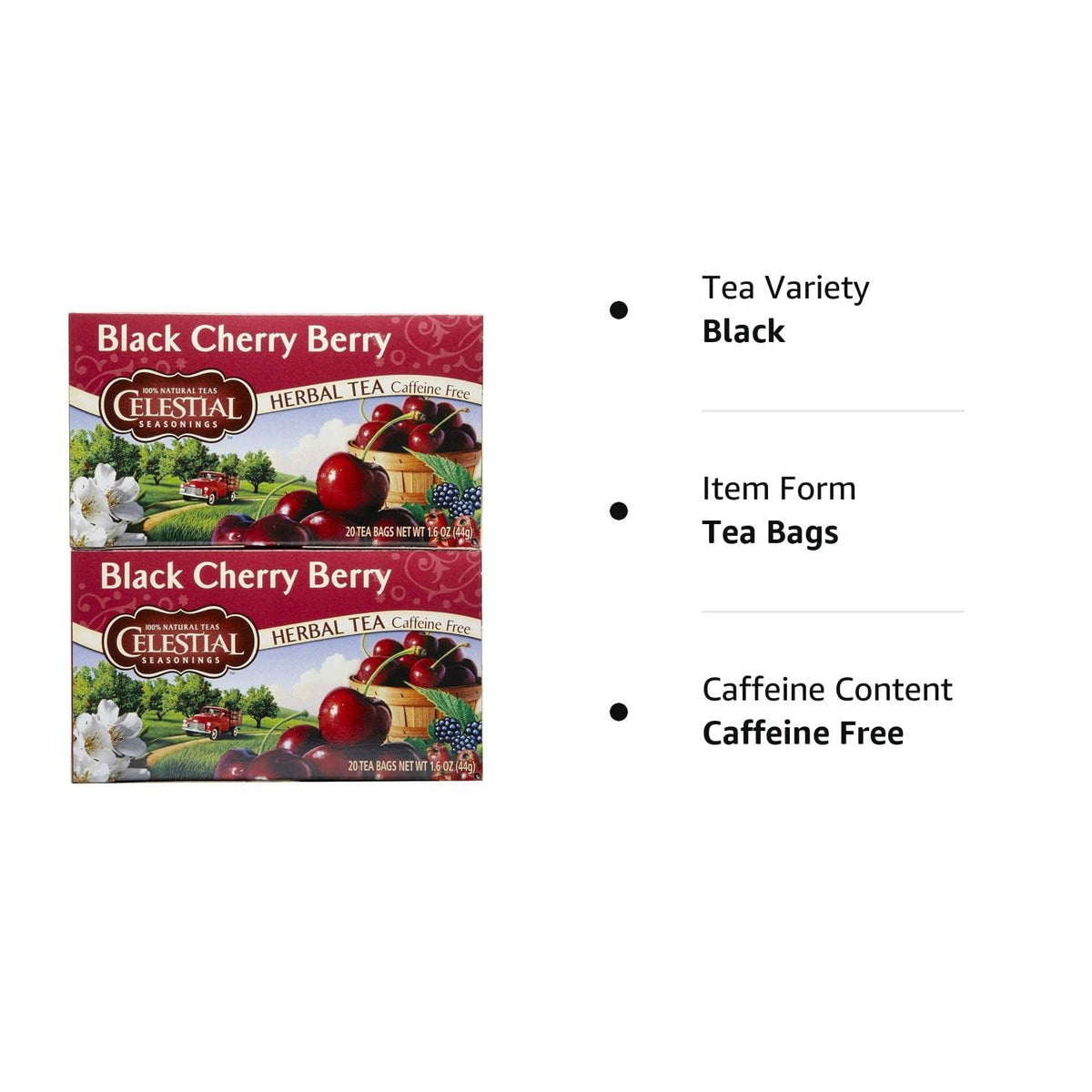 Celestial Seasonings Black Cherry Berry Tea Bags – Pantry-Staple Multi-Pack for Daily Family Use, Pack of 2