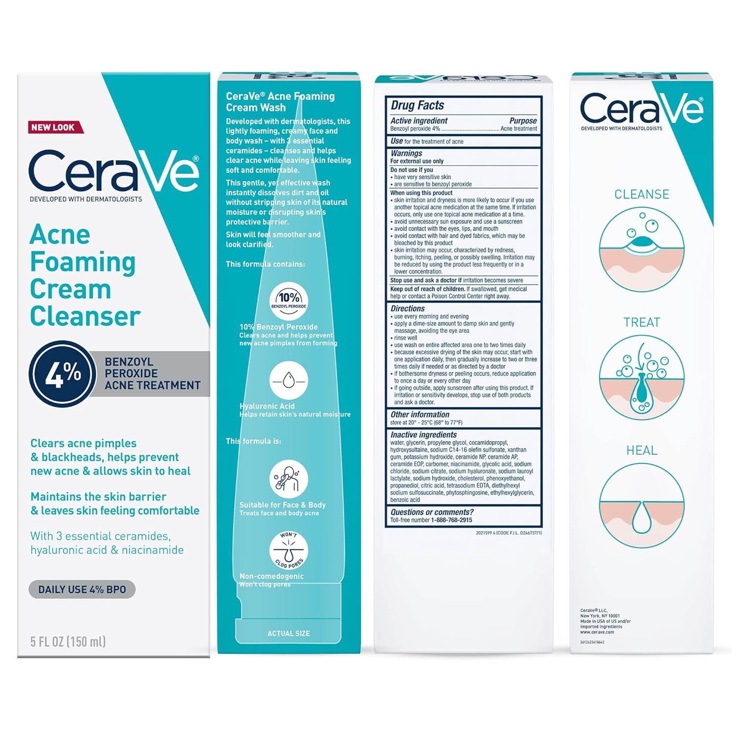 CeraVe Acne Foaming Cream Cleanser, 4% Benzoyl Peroxide Face Wash for Nightly Wind-Down Skincare Ritual