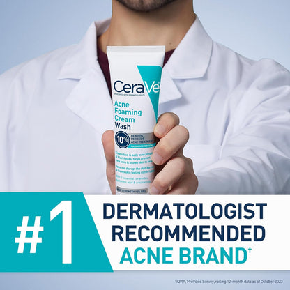 CeraVe Acne Foaming Cream Wash – Calming Nightly Acne Treatment Ritual for Sensitive Skin