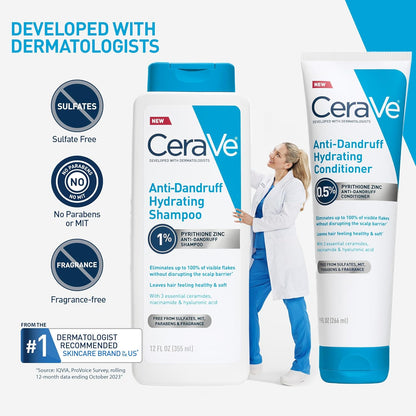 CeraVe Anti-Dandruff Shampoo – Self-Care Hair Ritual for Adults with Chronic Flakes and Itchy Scalp