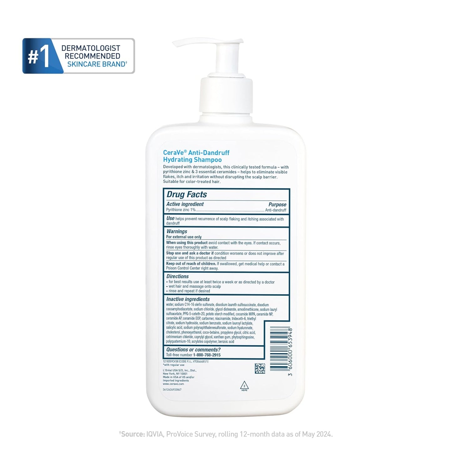 CeraVe Anti-Dandruff Shampoo – Self-Care Hair Ritual for Adults with Chronic Flakes and Itchy Scalp