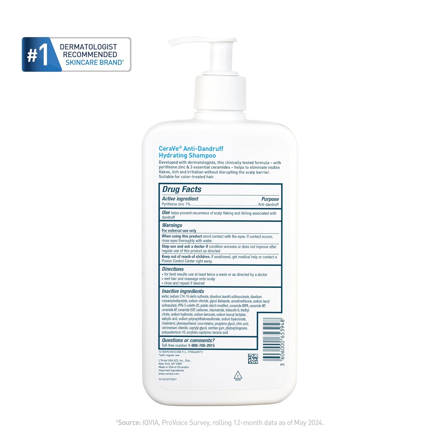 CeraVe Anti-Dandruff Shampoo – Self-Care Hair Ritual for Adults with Chronic Flakes and Itchy Scalp