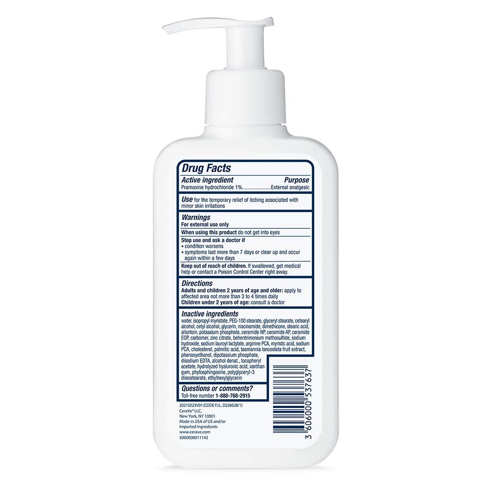 CeraVe Anti-Itch Moisturizing Lotion for Camping and Hiking, Pramoxine Bug Bite and Sunburn Relief 8 oz