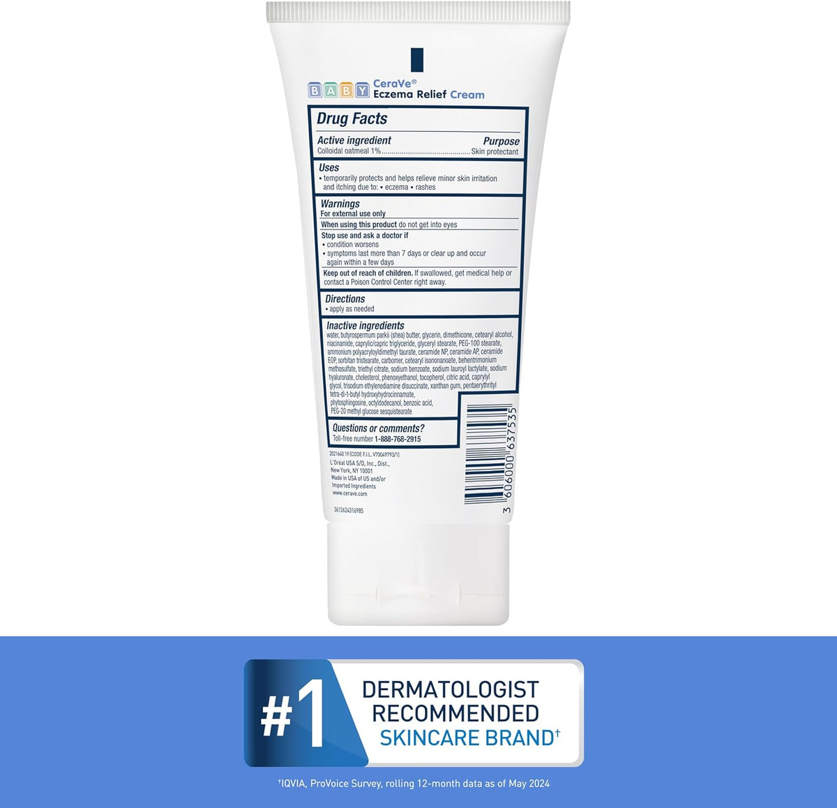 CeraVe Baby Eczema Relief Cream – Non-Irritating Safe Moisturizer for Sensitive Baby Skin