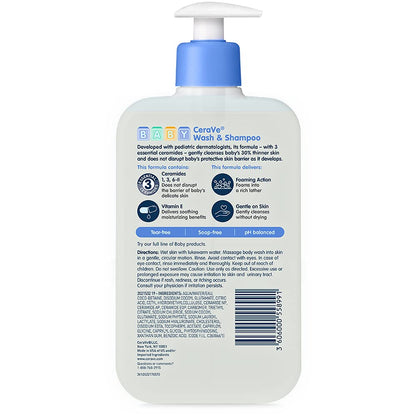 CeraVe Baby Wash & Shampoo 2-in-1 – Tear-Free Bath Time for Infants and Toddlers, Nursery and Changing Area Essential