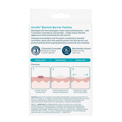 CeraVe Blemish Barrier Patches for Acne-Prone Skin, Overnight Self-Care Spot Treatment for a Calming Bedtime Ritual