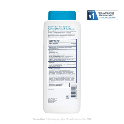 CeraVe Dermatologist-Safe Anti-Dandruff Shampoo – Hypoallergenic 2-in-1 Formula for Sensitive & Allergy-Prone Scalps