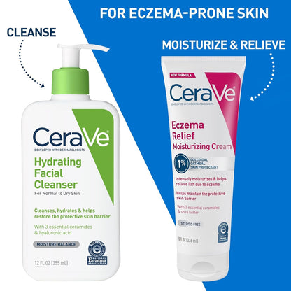 CeraVe Eczema Relief Moisturizing Cream – Nightly Bath Time Ritual for Adults with Eczema-Prone Skin, 48-Hour Hydration
