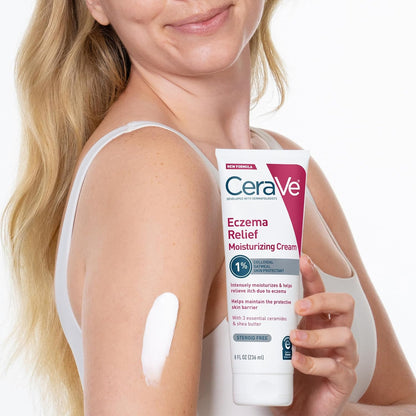 CeraVe Eczema Relief Moisturizing Cream – Nightly Bath Time Ritual for Adults with Eczema-Prone Skin, 48-Hour Hydration