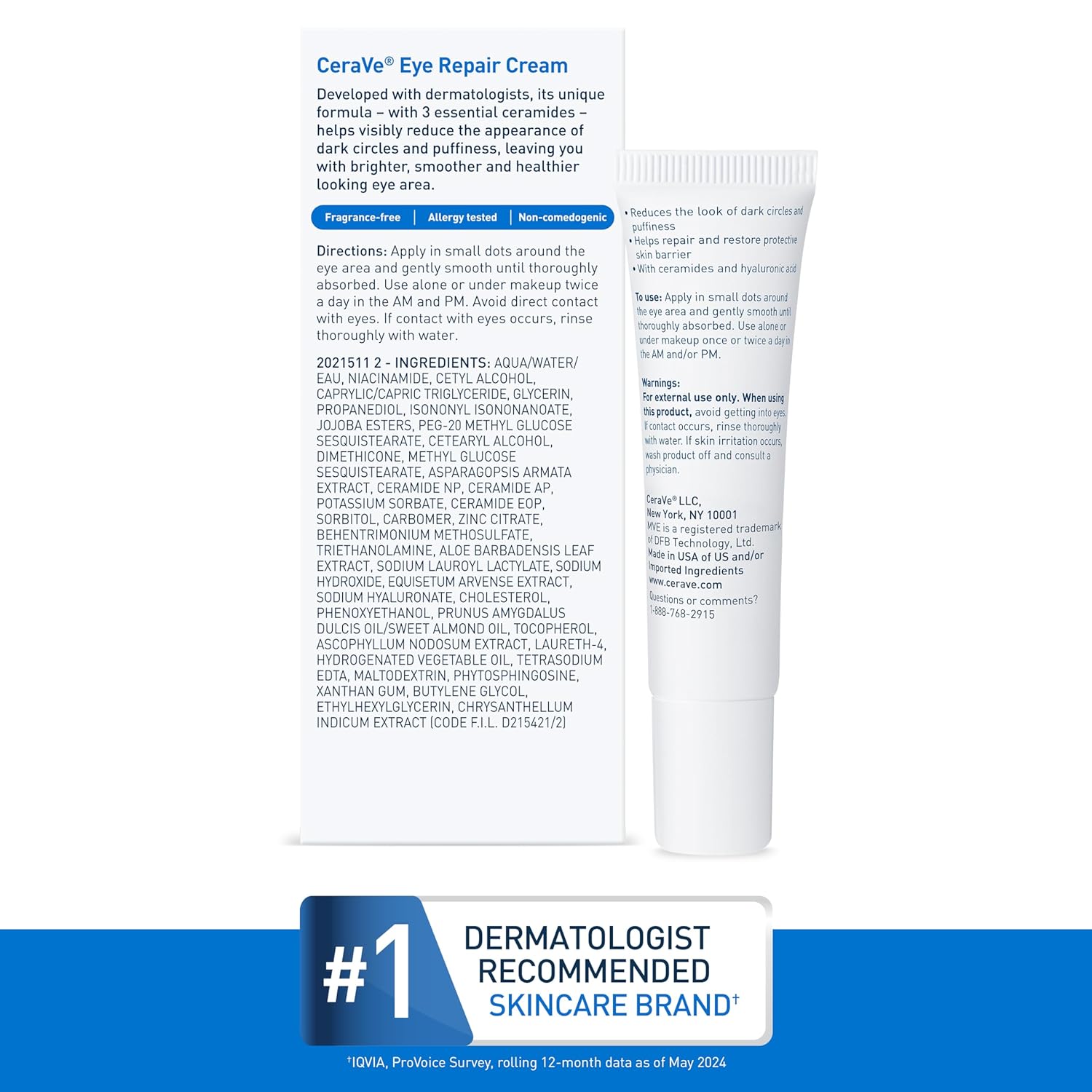 CeraVe Eye Repair Cream – Daily AM and PM Self-Care Ritual for Puffiness and Hydration