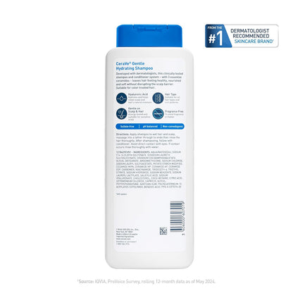 CeraVe Gentle Hydrating Shampoo – Sensitive Scalp Nightly Wind-Down Ritual, Fragrance-Free 72-Hour Moisture Wash