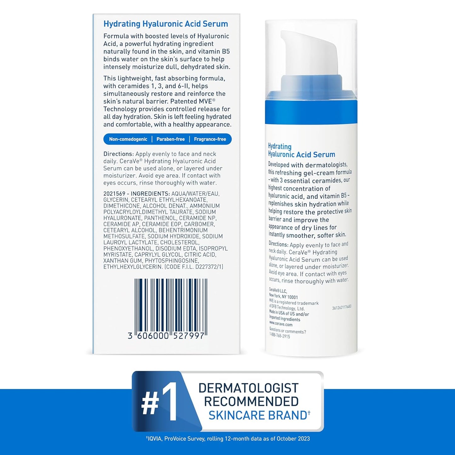 CeraVe Hyaluronic Acid Serum – Streamlined Hydration Step for a Clean, Uncluttered Vanity, 1 oz
