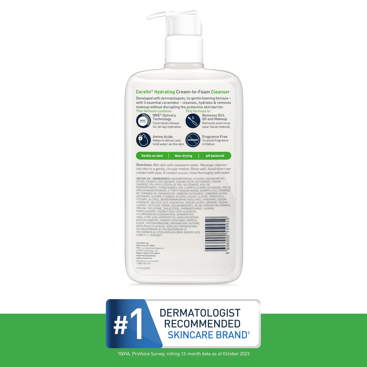 CeraVe Hydrating Cream To Foam Cleanser – Evening Wind-Down Face Wash for a Calming Nightly Skincare Ritual