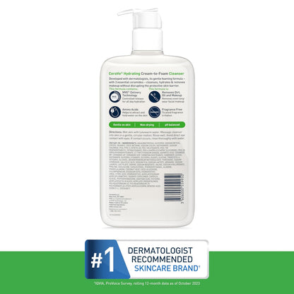 CeraVe Hydrating Cream To Foam Cleanser – Evening Wind-Down Face Wash for a Calming Nightly Skincare Ritual