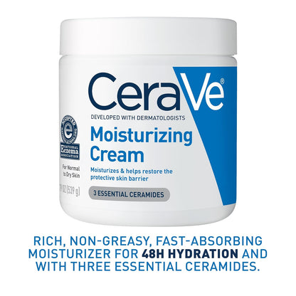 CeraVe Moisturizing Cream – One-Tub Replacement for Face Body and Hand Cream, Simple Sensitive Skin Routine