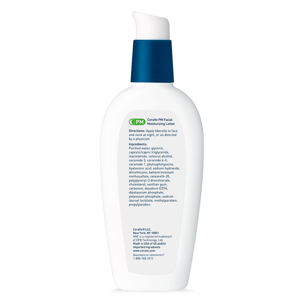 CeraVe PM Facial Moisturizing Lotion – Premium Night Cream with MVE Technology