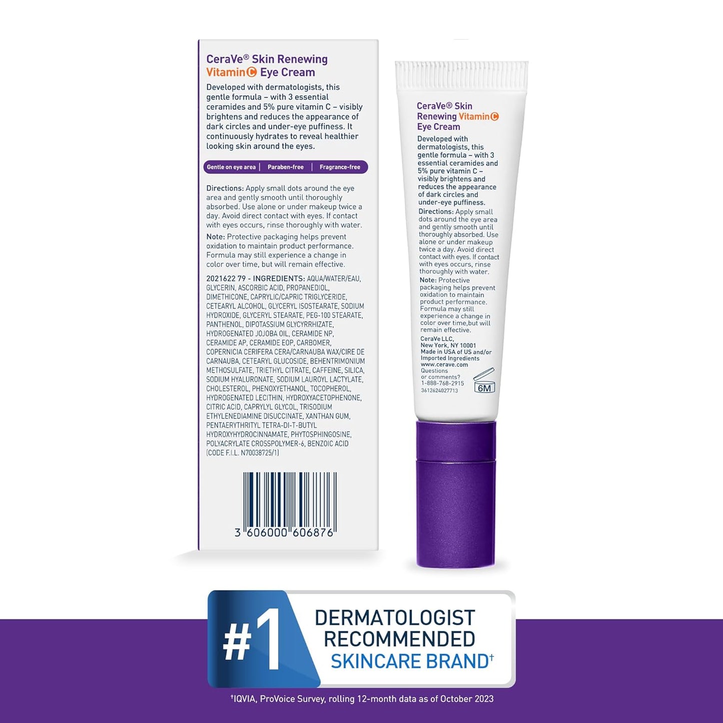 CeraVe Skin Renewing Vitamin C Eye Cream – Daily Brightening Ritual for Tired Eyes, Morning and Night Skincare